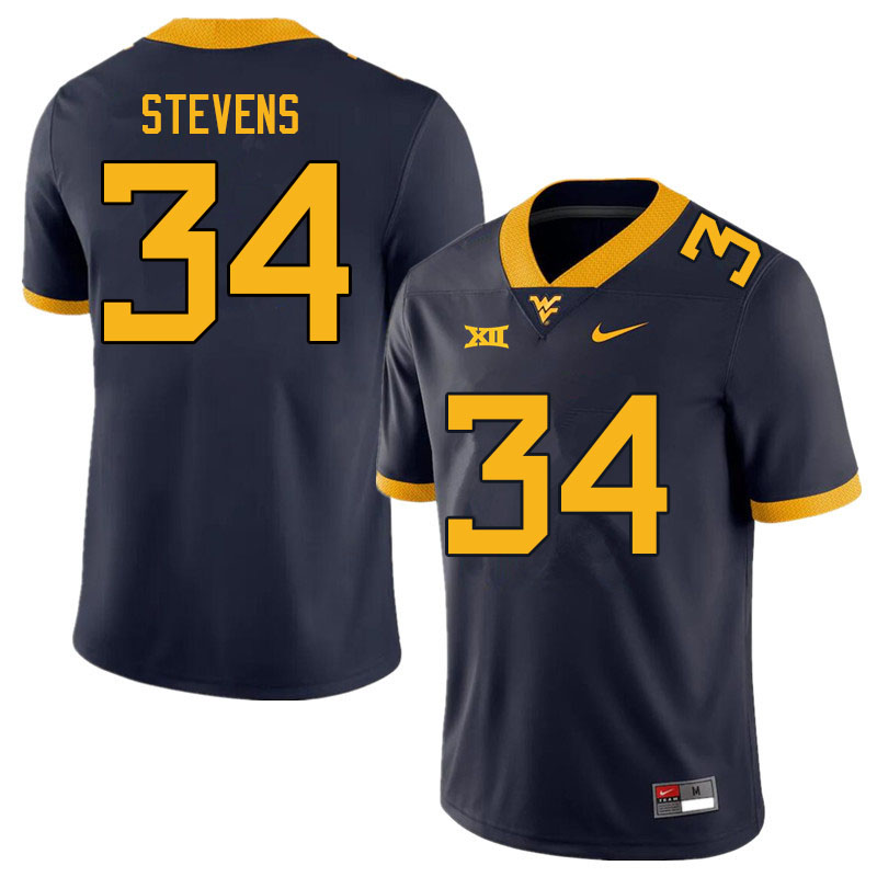 Men #34 Deshawn Stevens West Virginia Mountaineers College Football Jerseys Sale-Navy